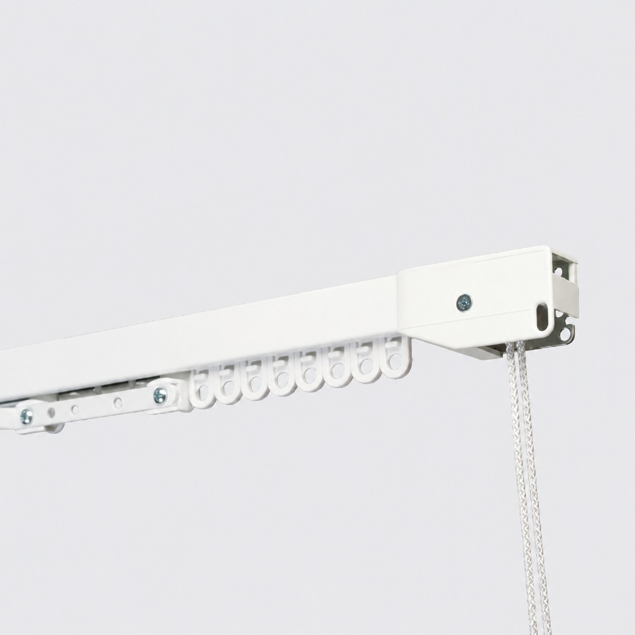 Square cord drawn curtain track with roller runners