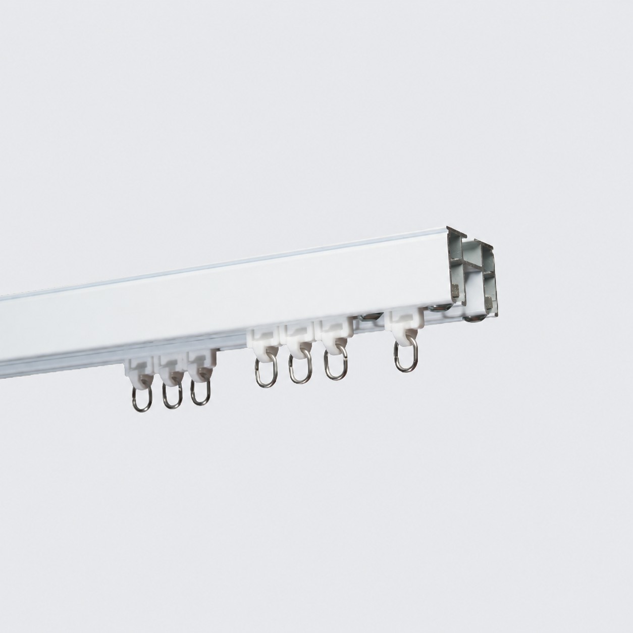 Double channel hand drawn curtain track with metal roller runners